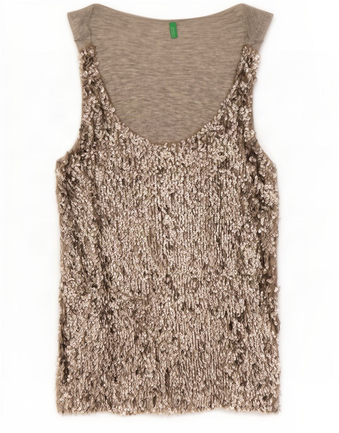 Benetton Womens Sequin Vest Top UK 14 Medium Grey Viscose