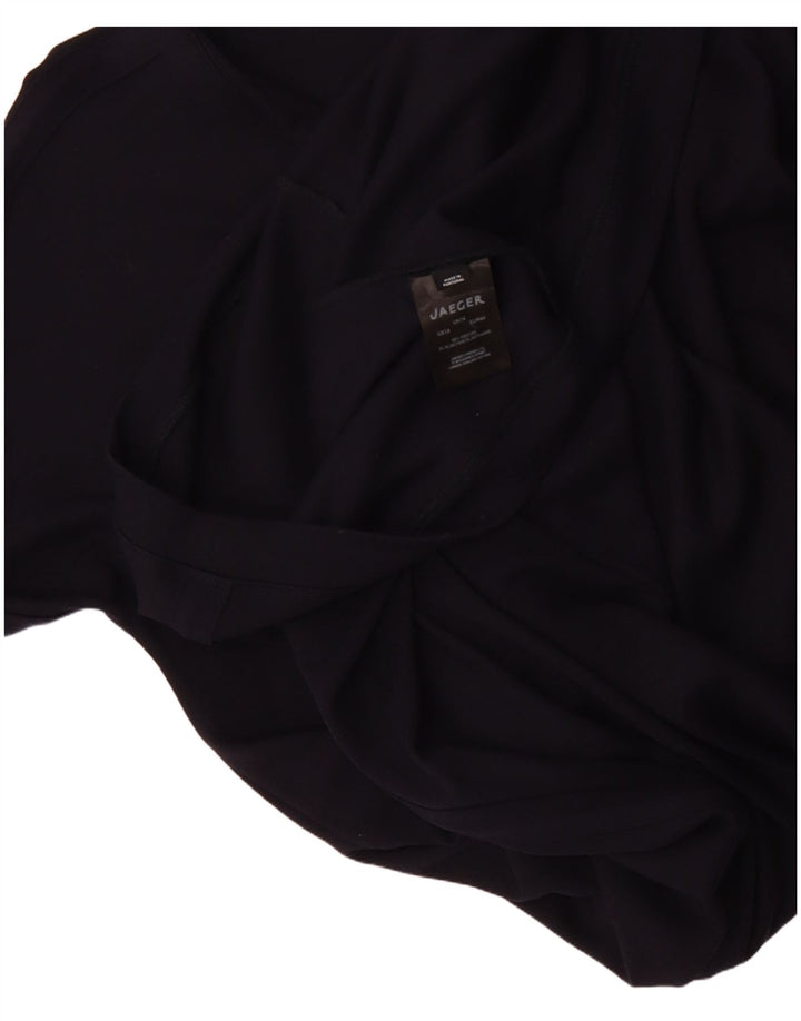 Jaeger Womens Long Sleeve Basic Dress UK 16 Large Navy Blue Viscose