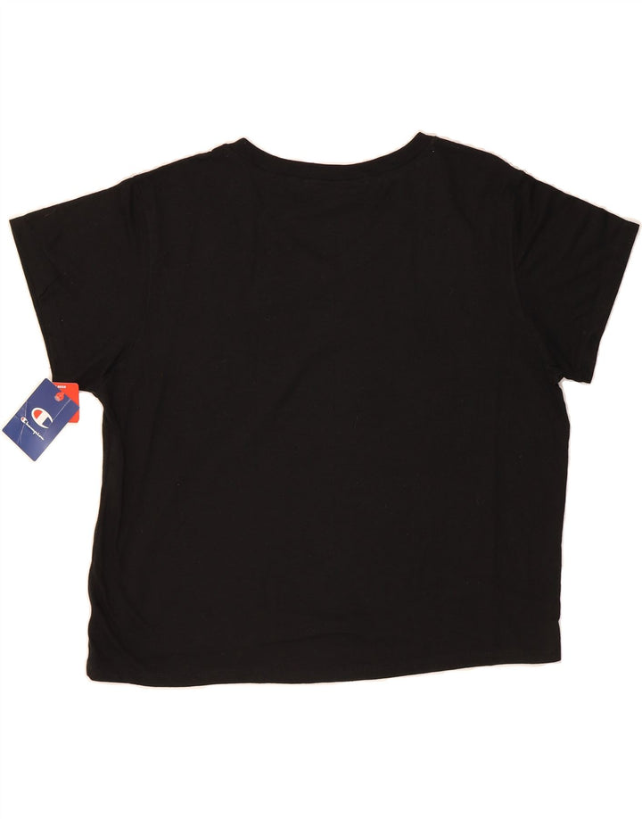 CHAMPION Womens T-Shirt Top UK 20 2XL Black Polyester Vintage Champion and Second-Hand Champion from Messina Hembry 