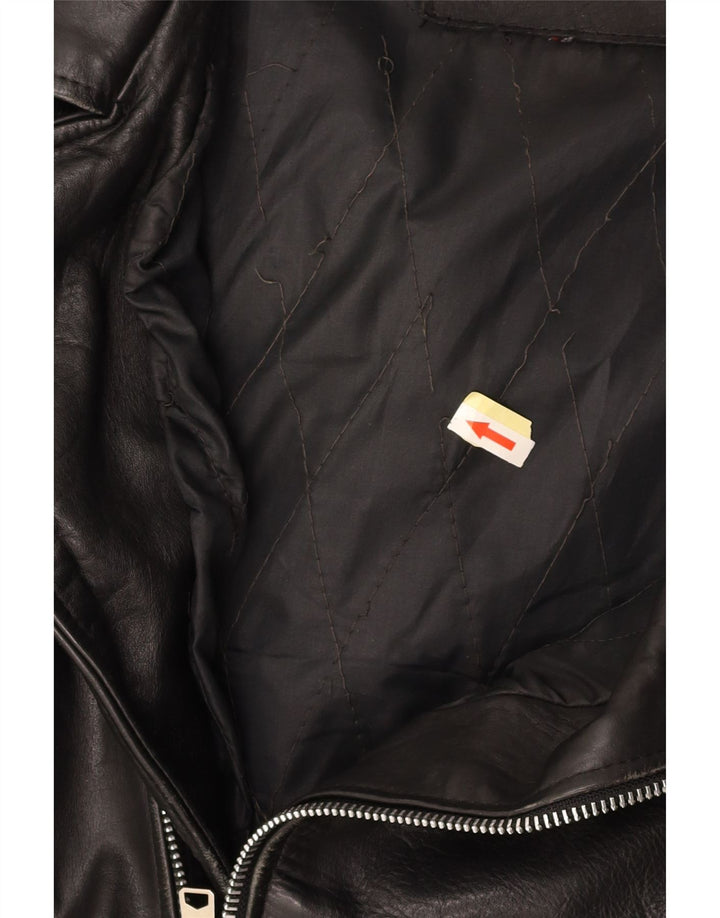 VINTAGE Mens Leather Biker Jacket UK 36 Small Black