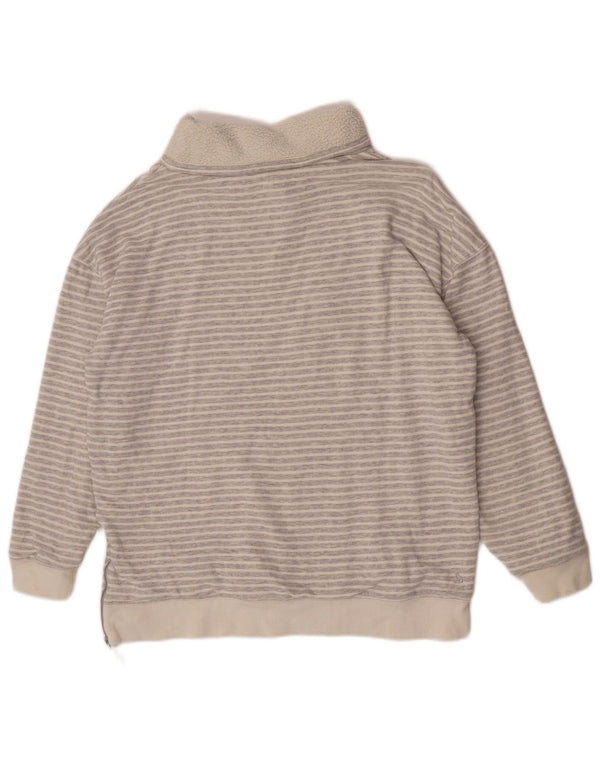 Joules Womens Roll Neck Jumper Sweater UK 12 Medium Grey Pinstripe