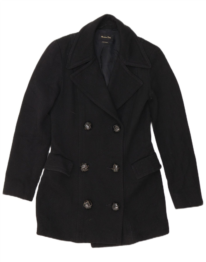 Massimo Dutti Womens Double Breasted Blazer Jacket EU 36 XS Black Polyamide
