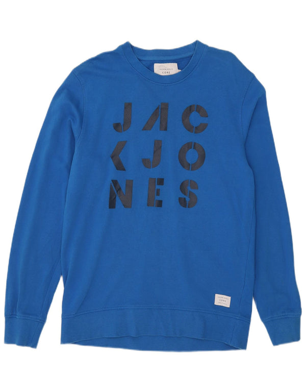 Jack & Jones Mens Graphic Sweatshirt Jumper Large Blue Cotton