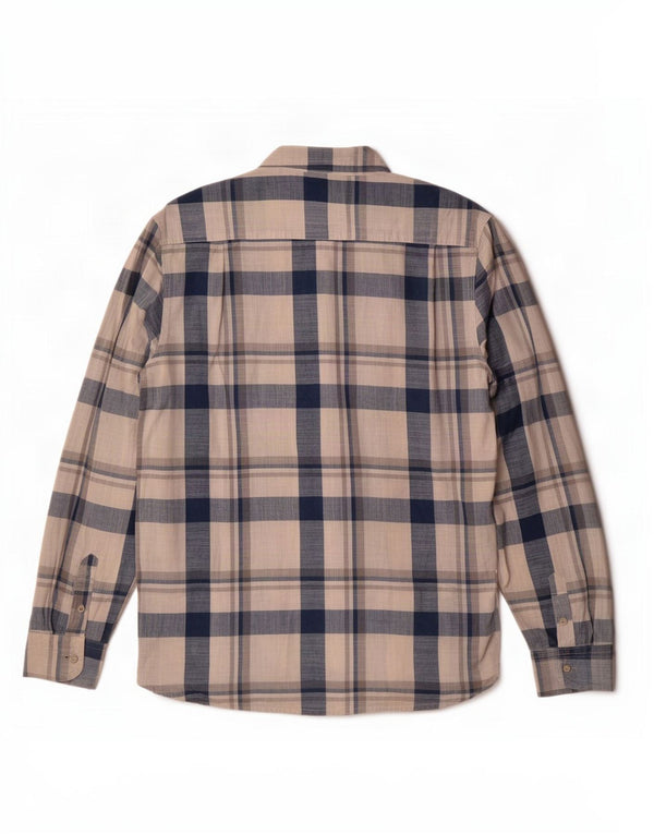 Wrangler Mens Shirt Large Beige Check Cotton