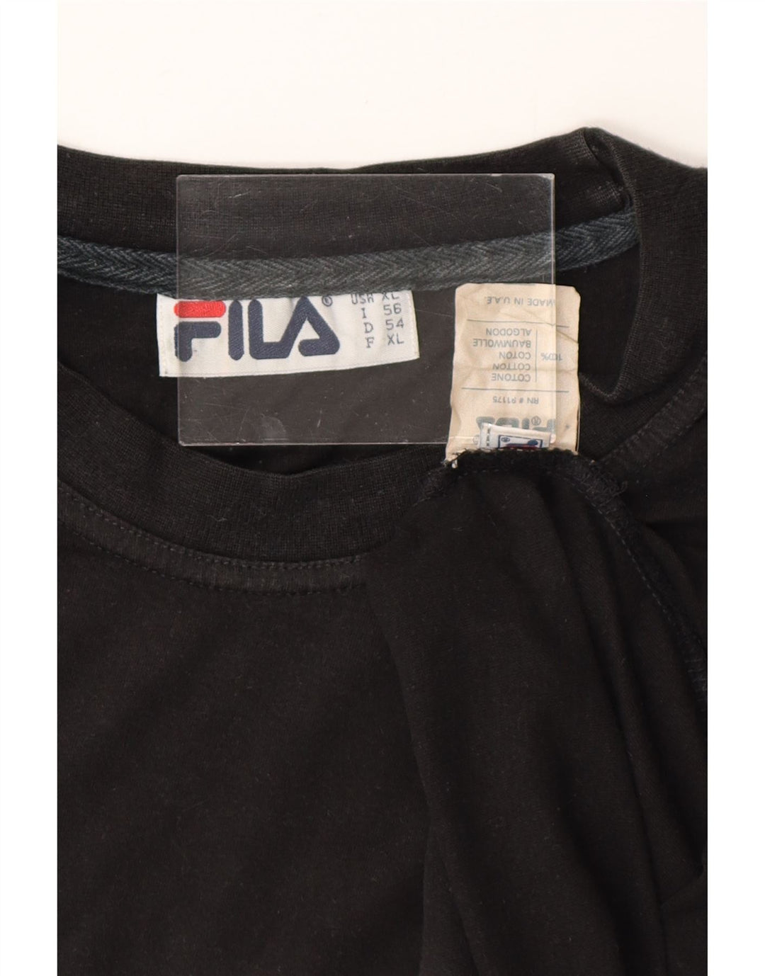 FILA Mens Graphic T-Shirt Top XL Black Cotton