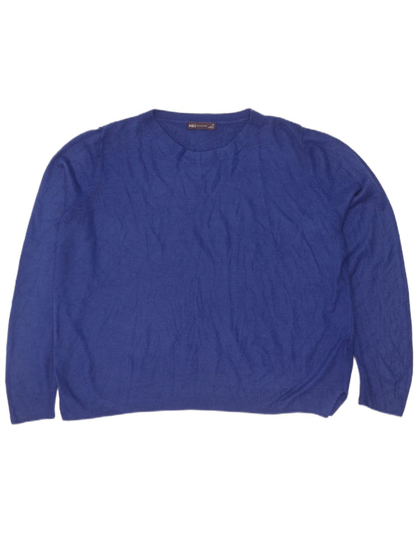 Marks & Spencer Womens Oversized Boat Neck Jumper Sweater UK 20 2XL Blue