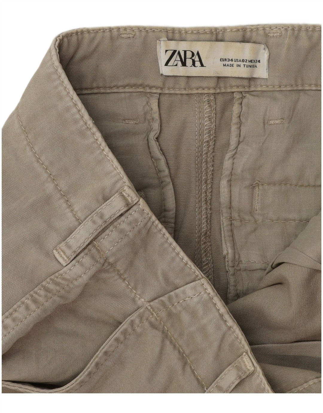 ZARA Womens Joggers Cargo Trousers EU 34 2XS W30 L26 Khaki