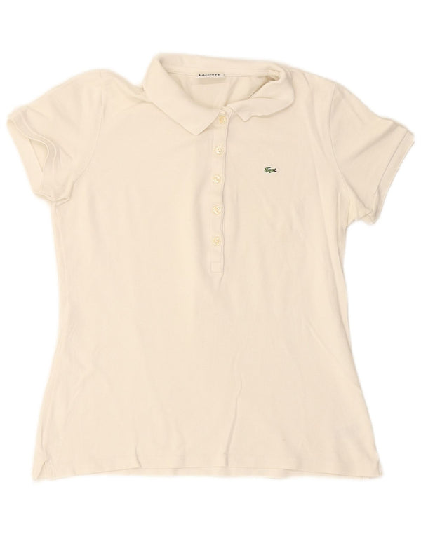 LACOSTE Womens Polo Shirt Size 44 Large White Cotton