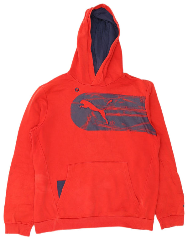Puma Boys Graphic Hoodie Jumper 15-16 Years 2XL Red Cotton
