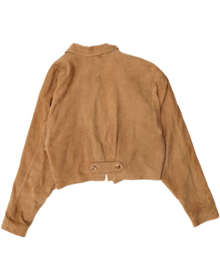 ALBA MODA Womens Crop Suede Jacket EU 38 Medium Brown Vintage Alba Moda and Second-Hand Alba Moda from Messina Hembry 