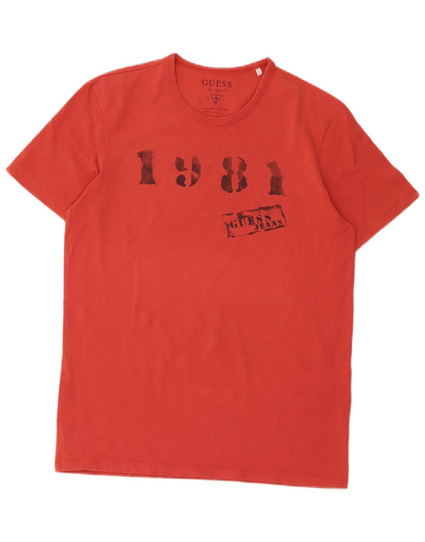 Guess Womens Graphic T-Shirt Top UK 18 XL Red Cotton