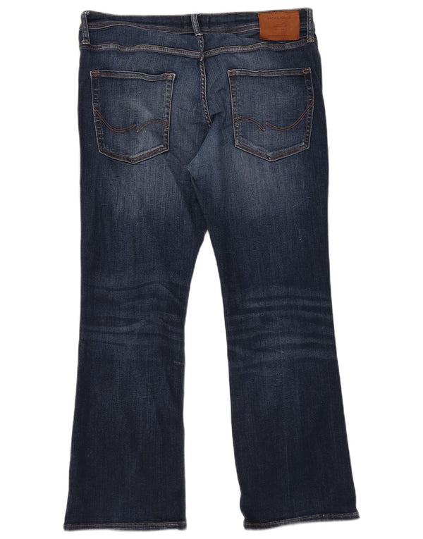 Jack & Jones Mens Jake Bootcut Jeans W34 L30 Navy Blue Cotton