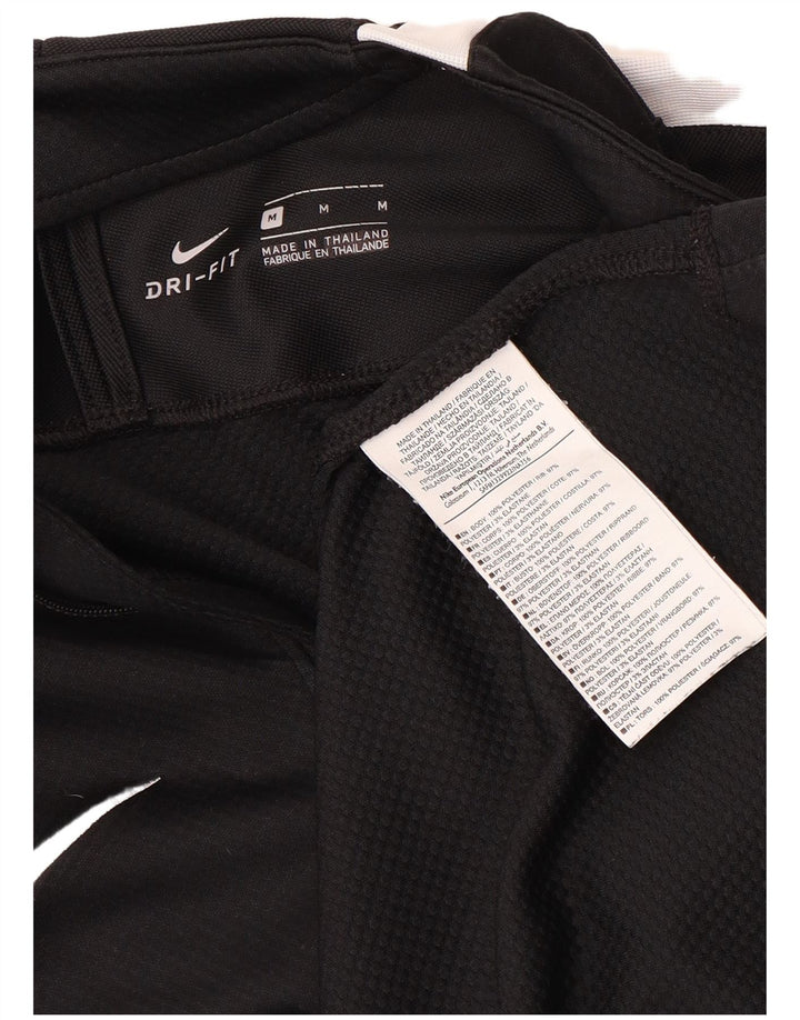 NIKE Mens Dri Fit Zip Neck Pullover Tracksuit Top Medium Black Colourblock