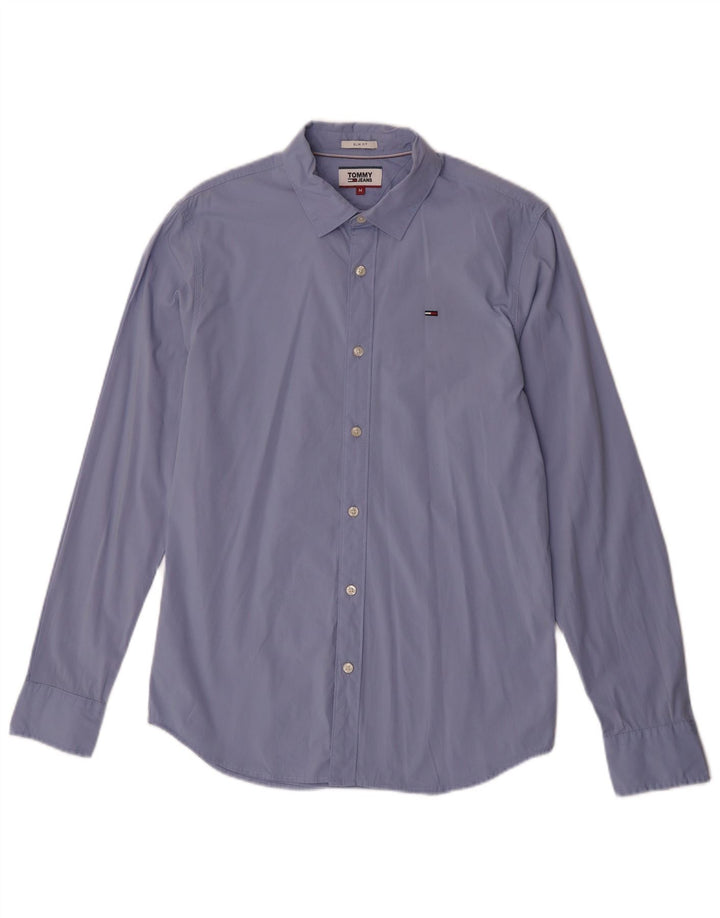 Tommy Hilfiger Mens Slim Fit Shirt Medium Blue Cotton