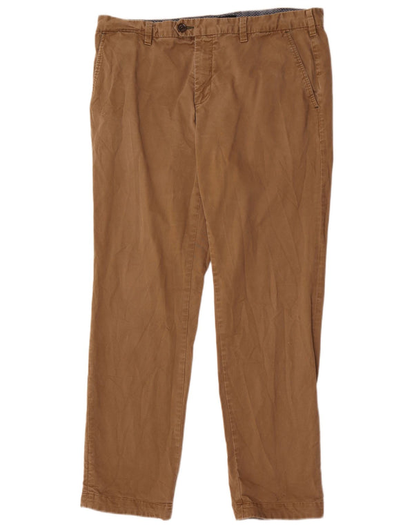 Ted Baker Mens Straight Suit Trousers W36 L31 Beige Cotton