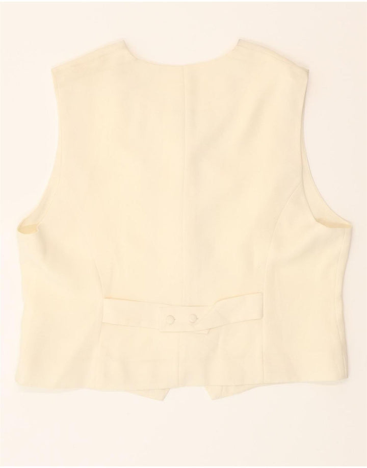 YESSICA Womens Waistcoat IT 46 Large Beige Floral Polyester Vintage Yessica and Second-Hand Yessica from Messina Hembry 