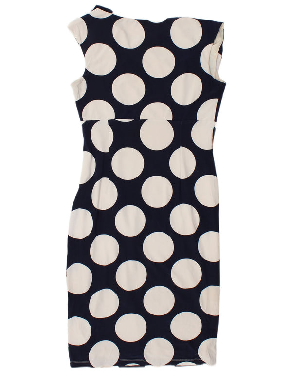 Phase Eight Womens Bodycon Dress UK 12 Medium Navy Blue Polka Dot