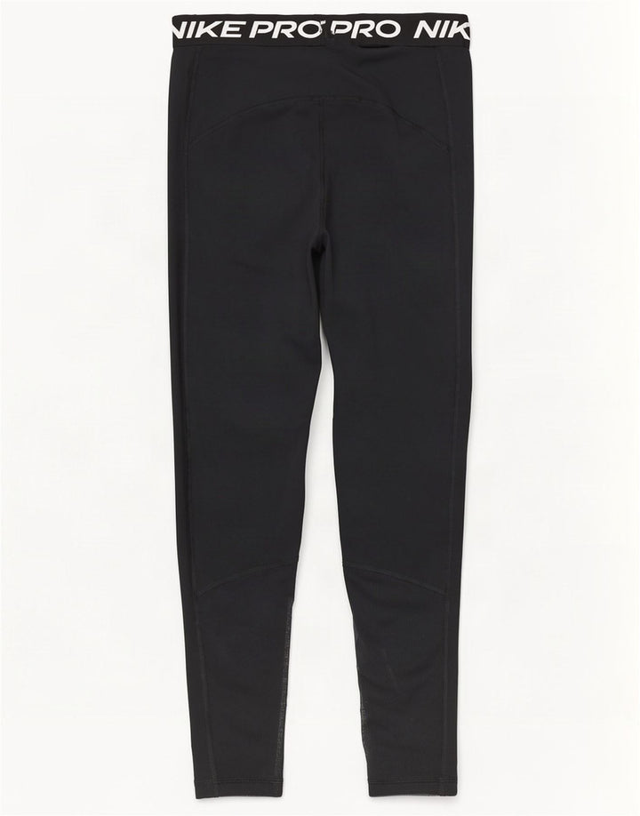 Nike Womens Dri Fit Graphic Crop Leggings UK 12 Medium Black Polyester