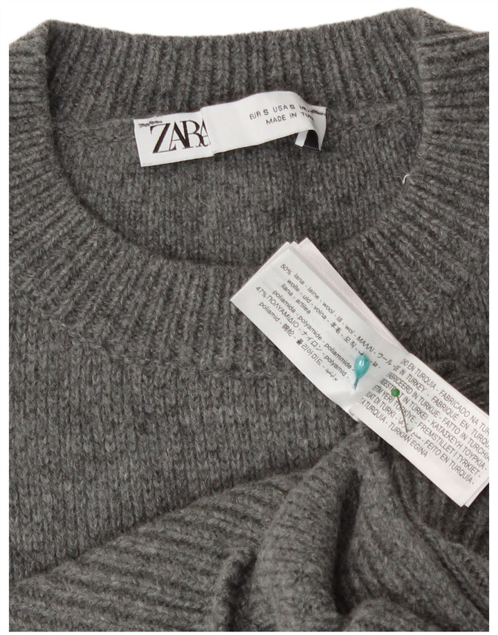 Zara Womens Crop Vest Tank Top UK 10 Small Grey Wool