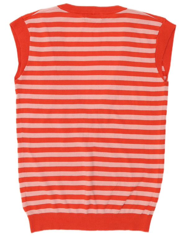 Topshop Womens Vest Tank Top UK 10 Small Red Striped Cotton