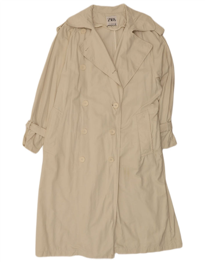 ZARA Womens Oversized Trench Coat UK 14 Medium Beige Polyester