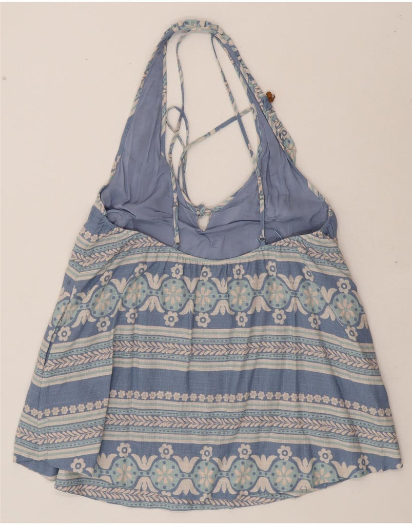 FREE PEOPLE Womens Halter Top UK 14 Medium Blue Floral Vintage Free People and Second-Hand Free People from Messina Hembry 