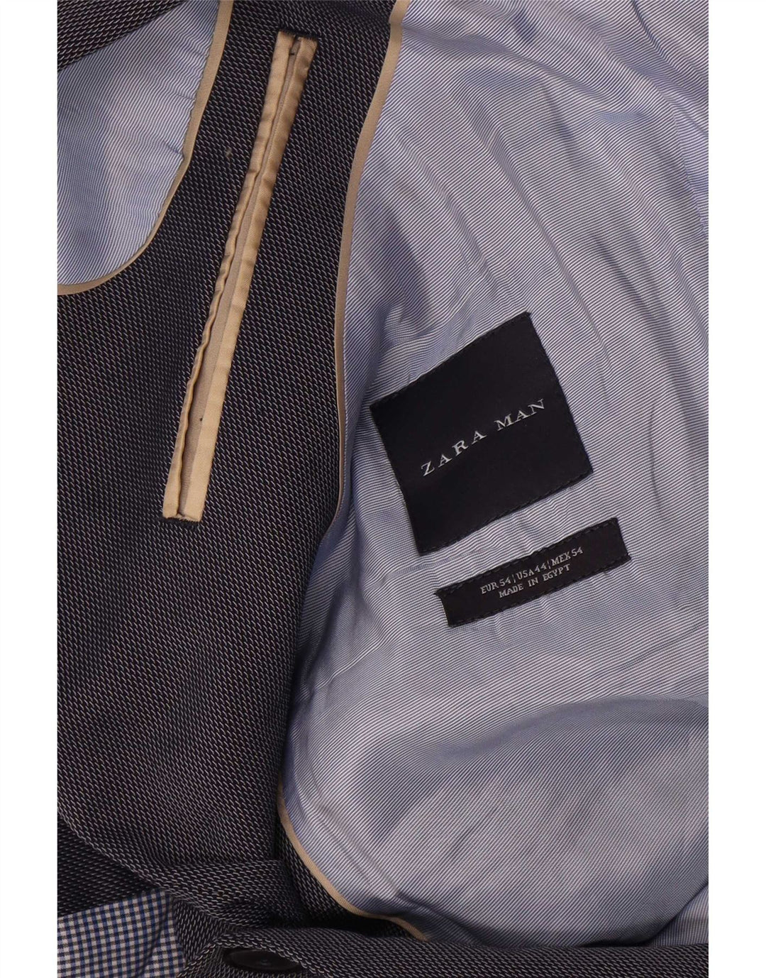 Zara Mens 2 Button Blazer Jacket EU 54 XL Navy Blue Polyester