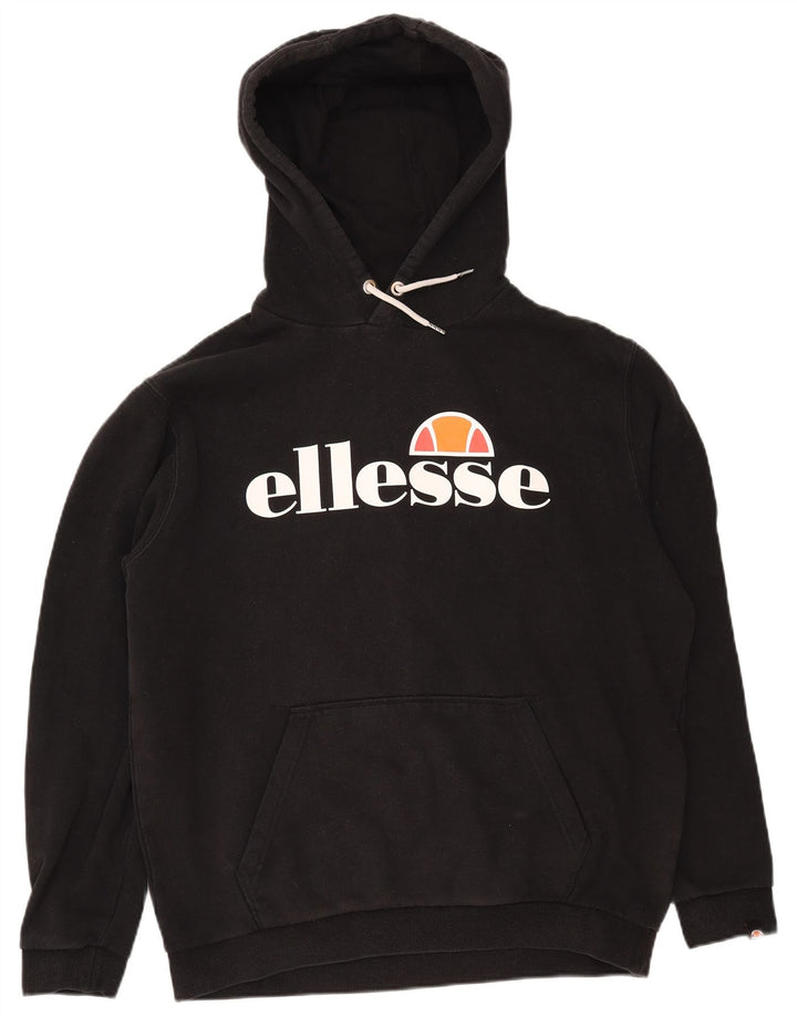 ELLESSE Mens Graphic Hoodie Jumper XL Black Cotton