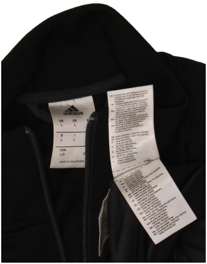 ADIDAS Mens Tracksuit Top Jacket Large Black Colourblock Polyester