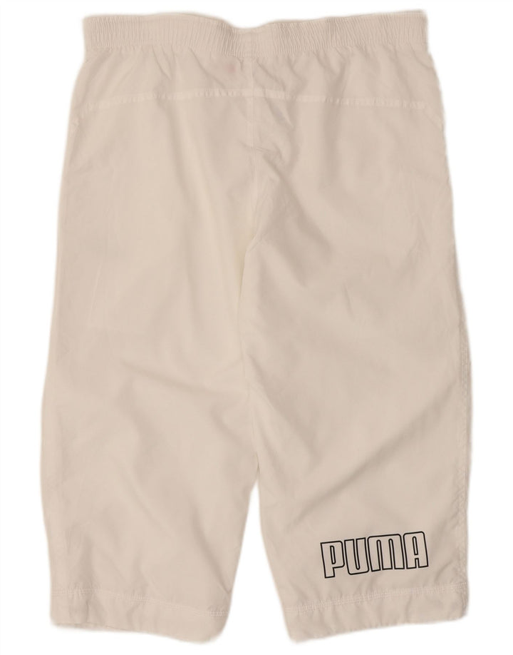 Puma Mens Graphic Bermuda Sport Shorts Small White Polyester