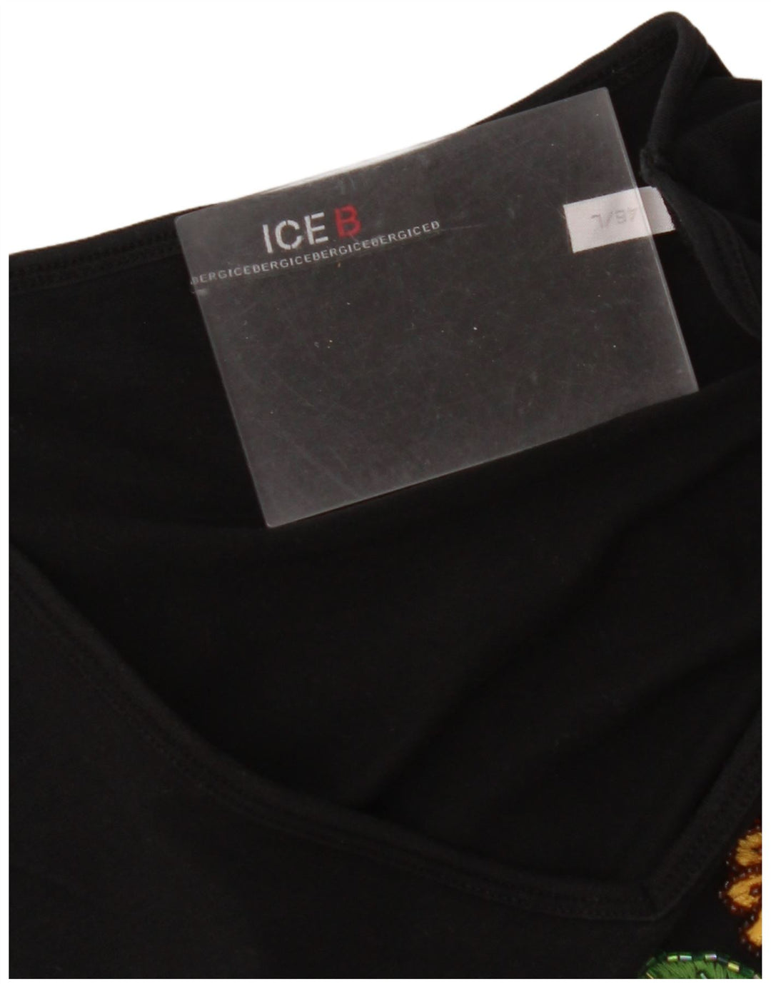 ICEBERG Womens Crop Graphic Top Long Sleeve IT 46 Large Black Floral