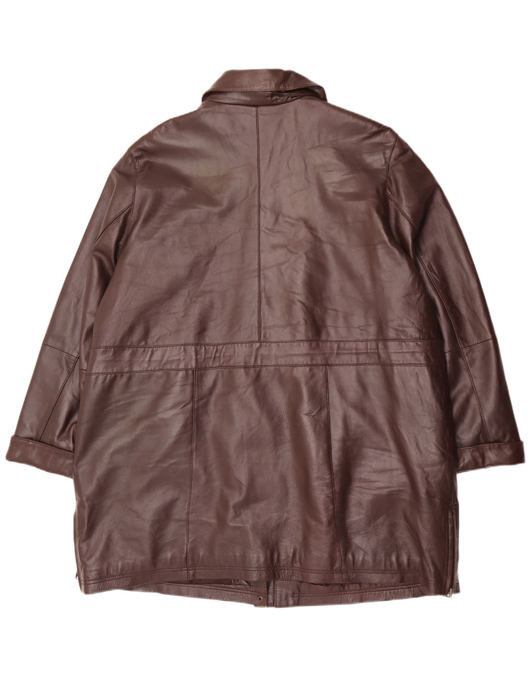 Vintage Womens Leather Coat UK 20 2XL Brown Leather
