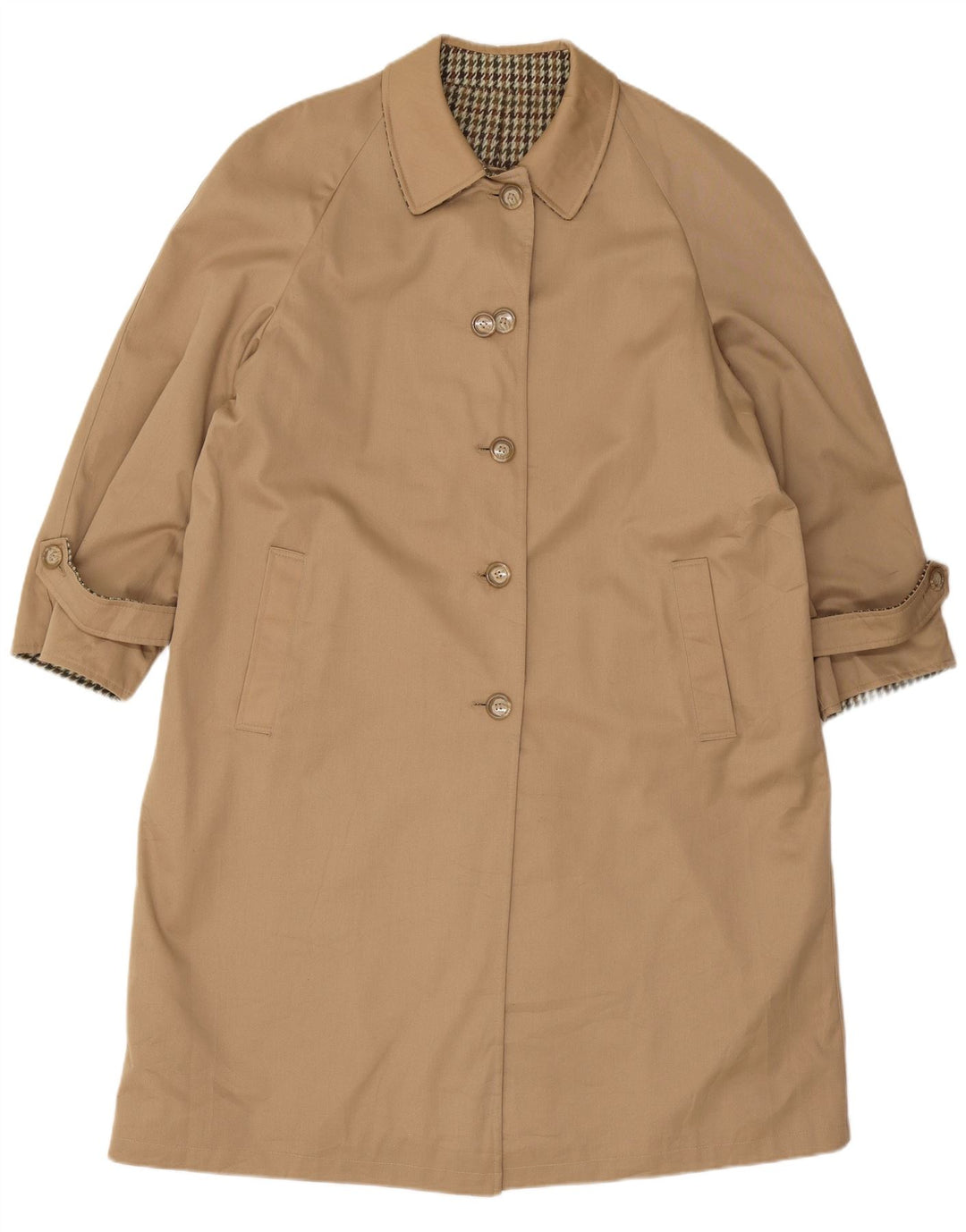 Vintage Womens Oversized Reversible Overcoat IT 47 XL Beige Houndstooth