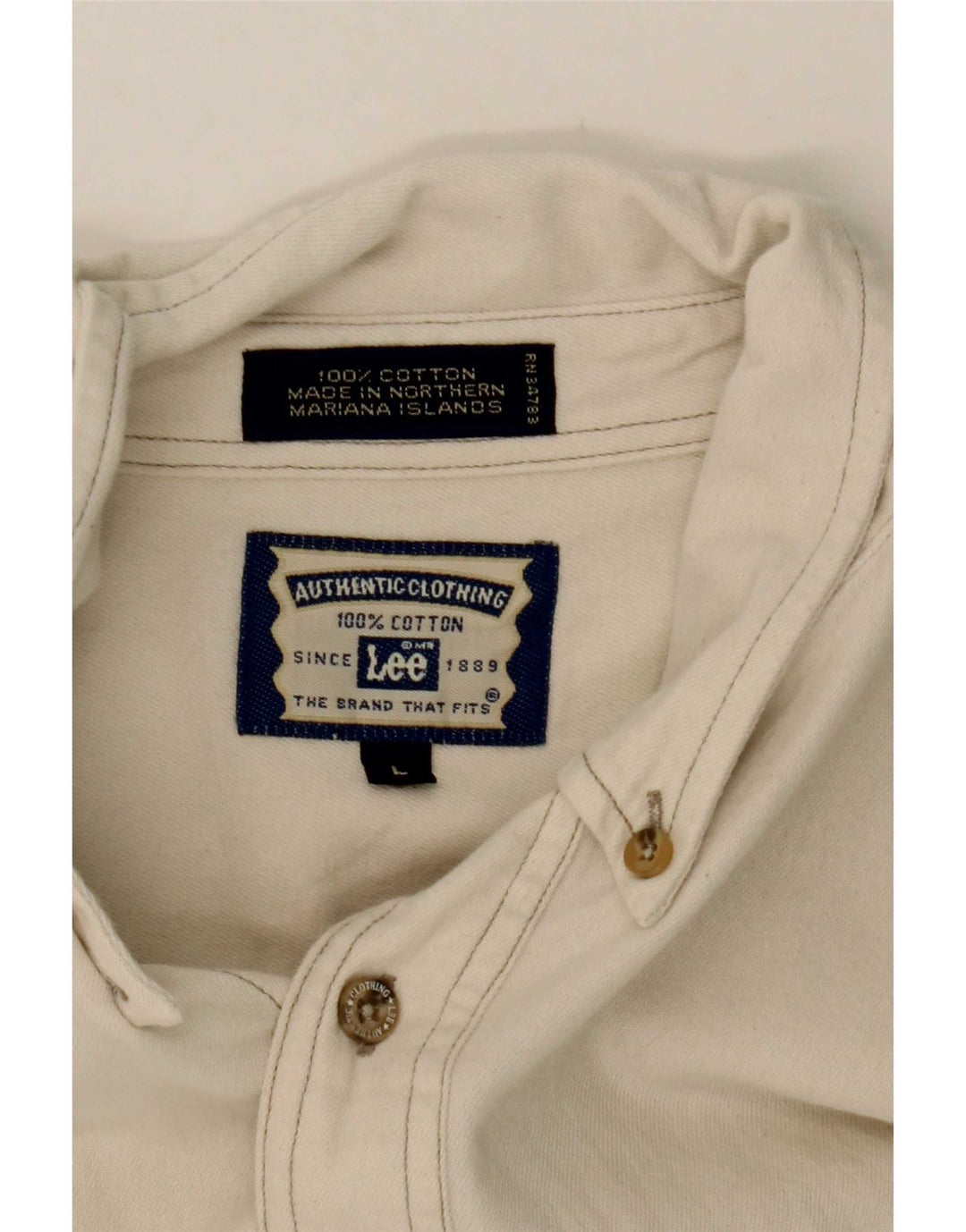 Lee Mens Denim Shirt Large Off White Cotton