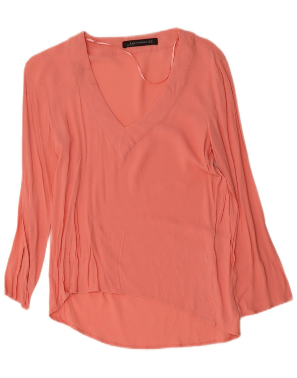 Zara Womens Long Sleeve Blouse Top UK 6 XS Pink