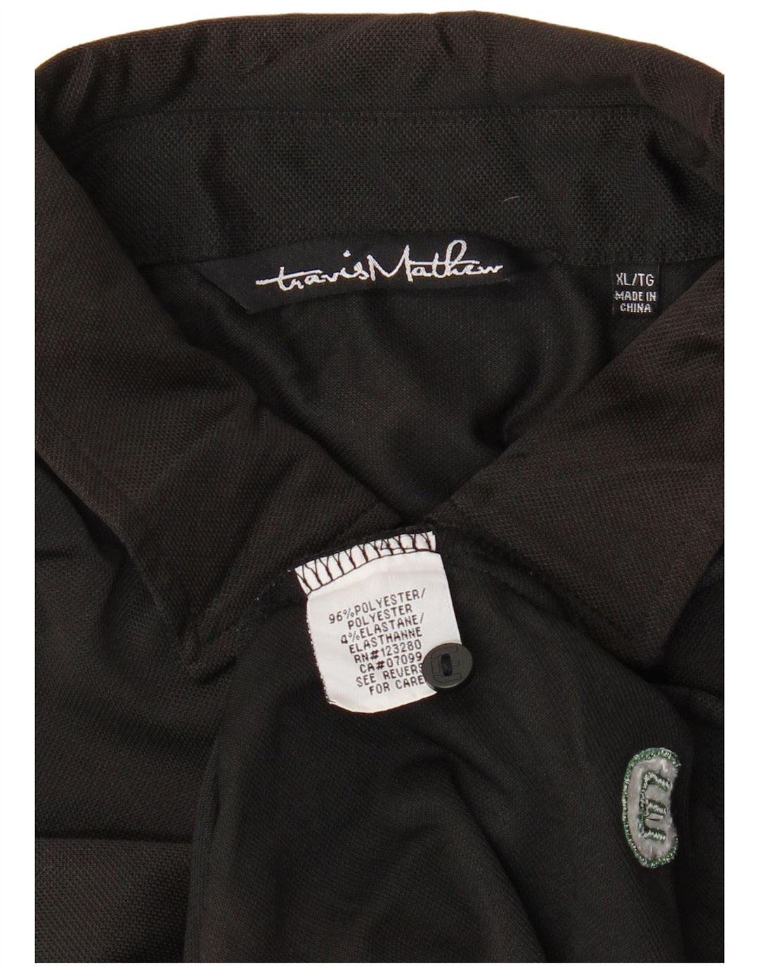 TRAVIS MATHEW Mens Graphic Polo Shirt XL Black Colourblock Polyester