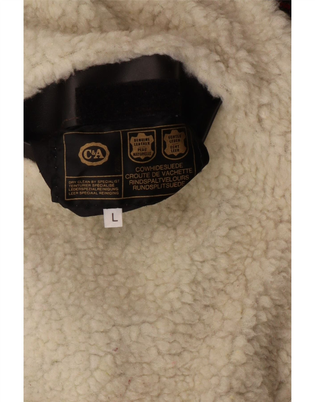 C&A Mens Sherpa Suede Jacket UK 40 Large Red Fair Isle Leather