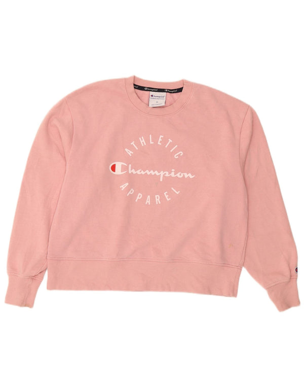 Champion Womens Graphic Sweatshirt Jumper UK 14 Medium Pink Cotton
