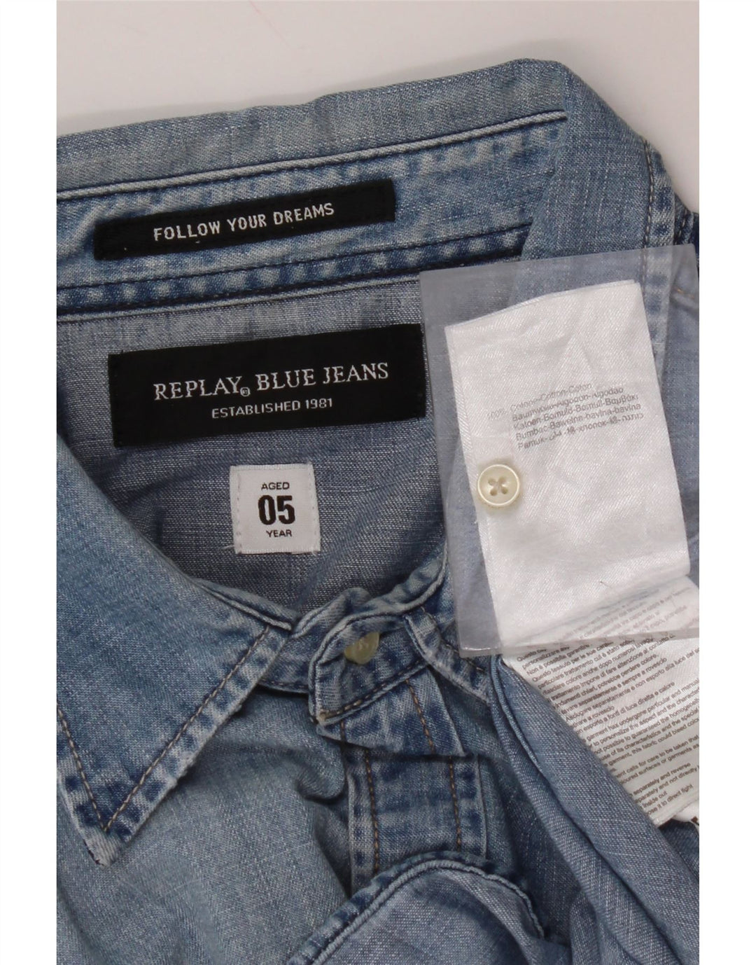 REPLAY Mens Denim Shirt Large Blue Cotton