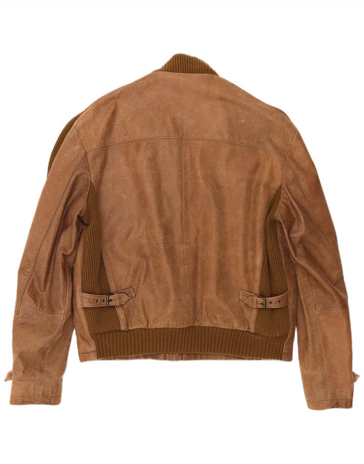 Conbipel Mens Leather Jacket IT 56 2XL Brown