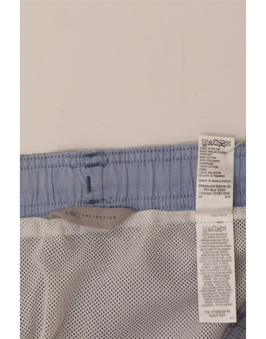Marks & Spencer Mens Swimming Shorts Large  Blue Cotton