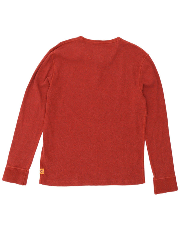 Superdry Mens Top Long Sleeve 2XL Red Flecked Cotton