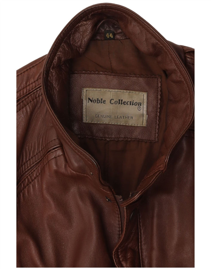 NOBLE Mens Loose Fit Leather Jacket EU 44 XS Brown Leather