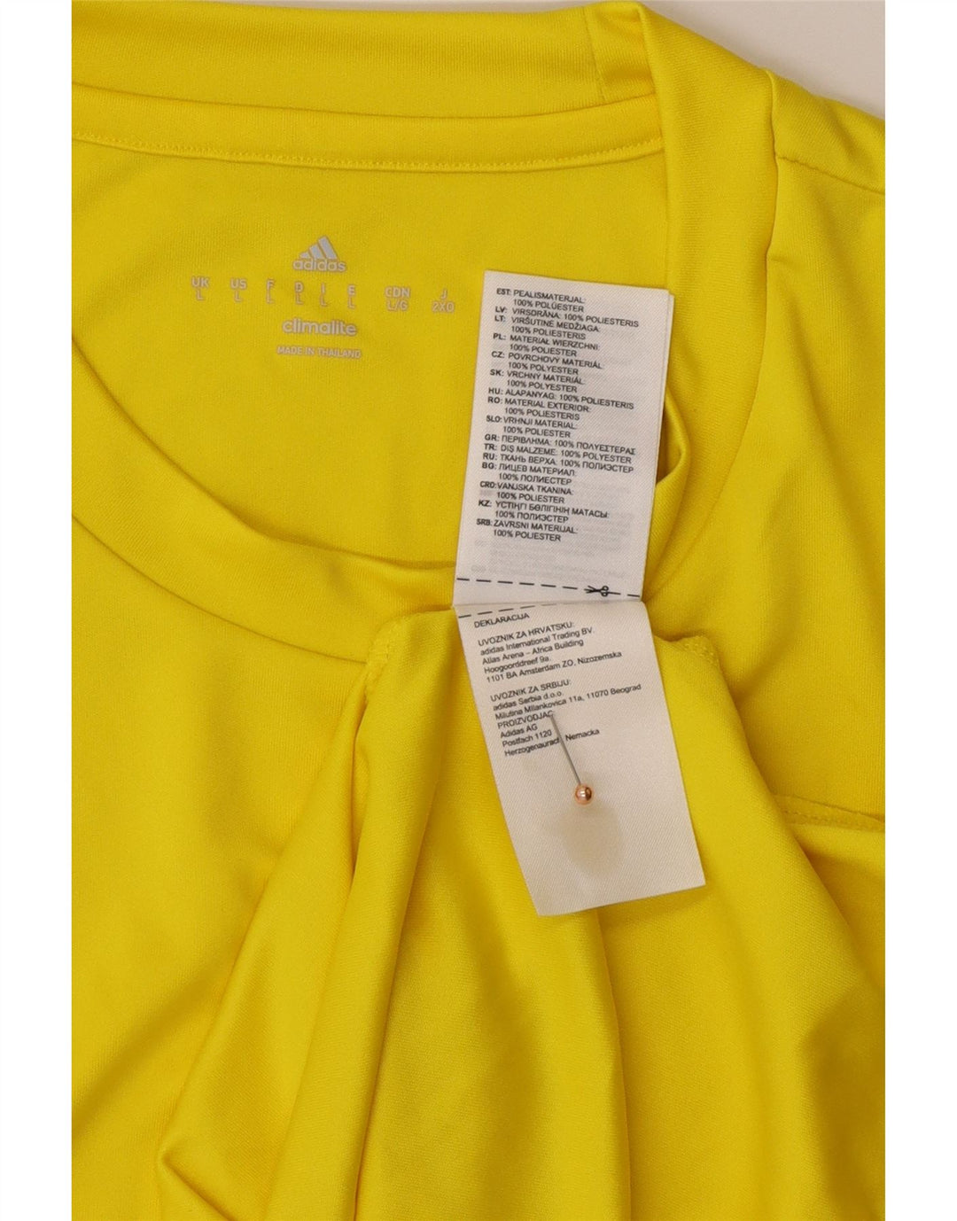 ADIDAS Mens Climalite T-Shirt Top Large Yellow Polyester