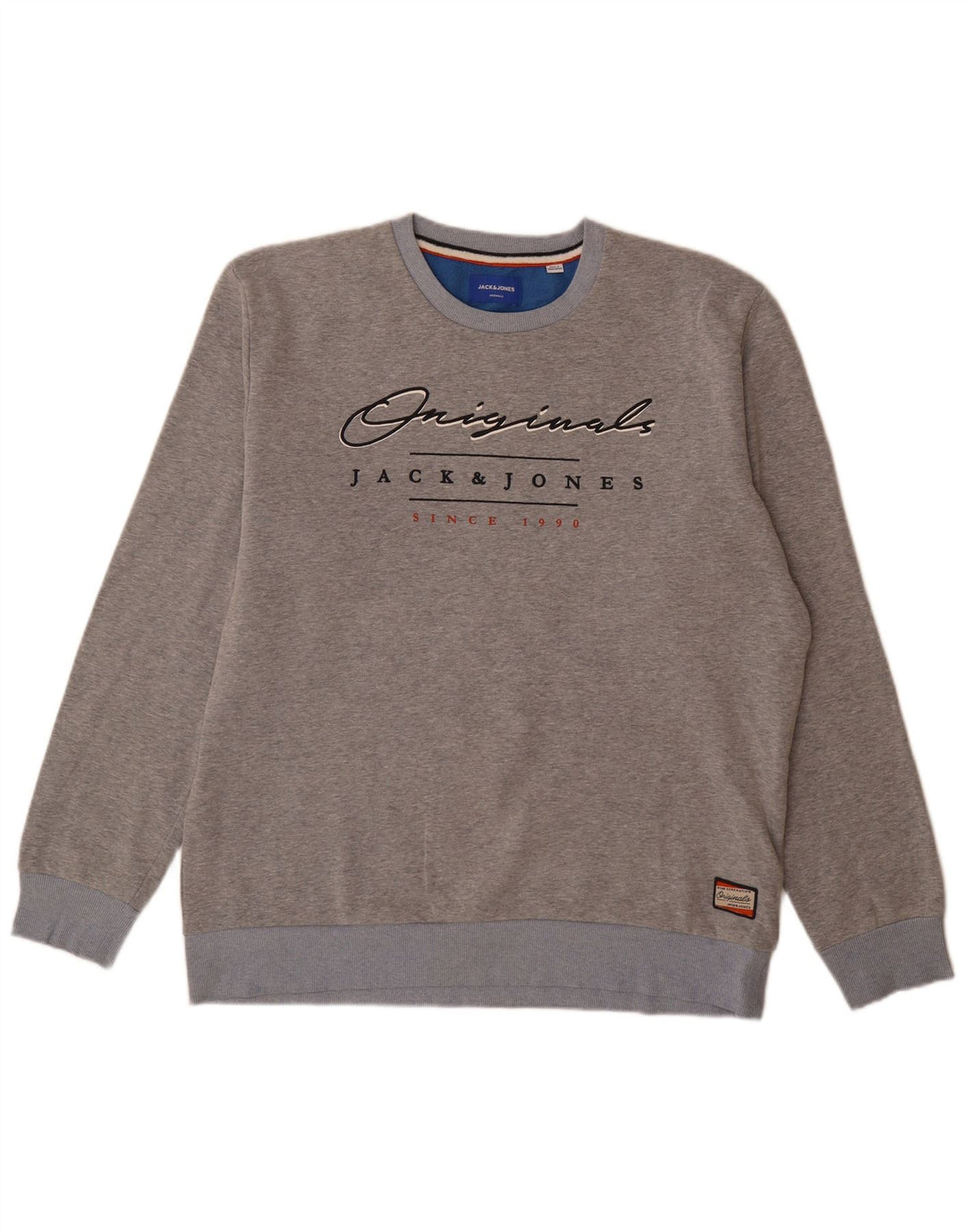 Jack & Jones Mens Graphic Sweatshirt Jumper 2XL Grey Flecked Polyester