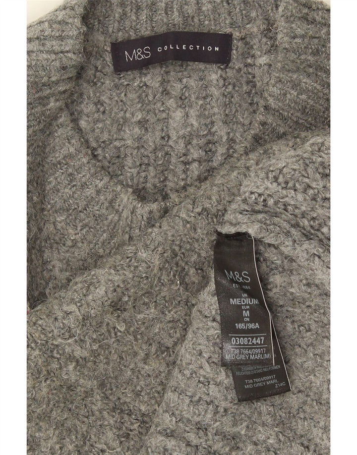 Marks & Spencer Womens Oversized Crew Neck Jumper Sweater UK 14 Medium Grey