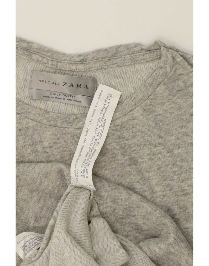 Zara Mens Top Long Sleeve Medium Grey Flecked Cotton