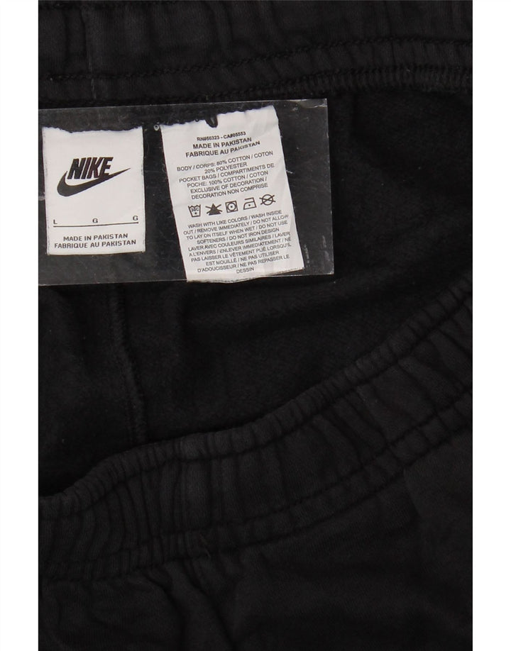 NIKE Womens Graphic Tracksuit Trousers Joggers UK 16 Large Black Cotton