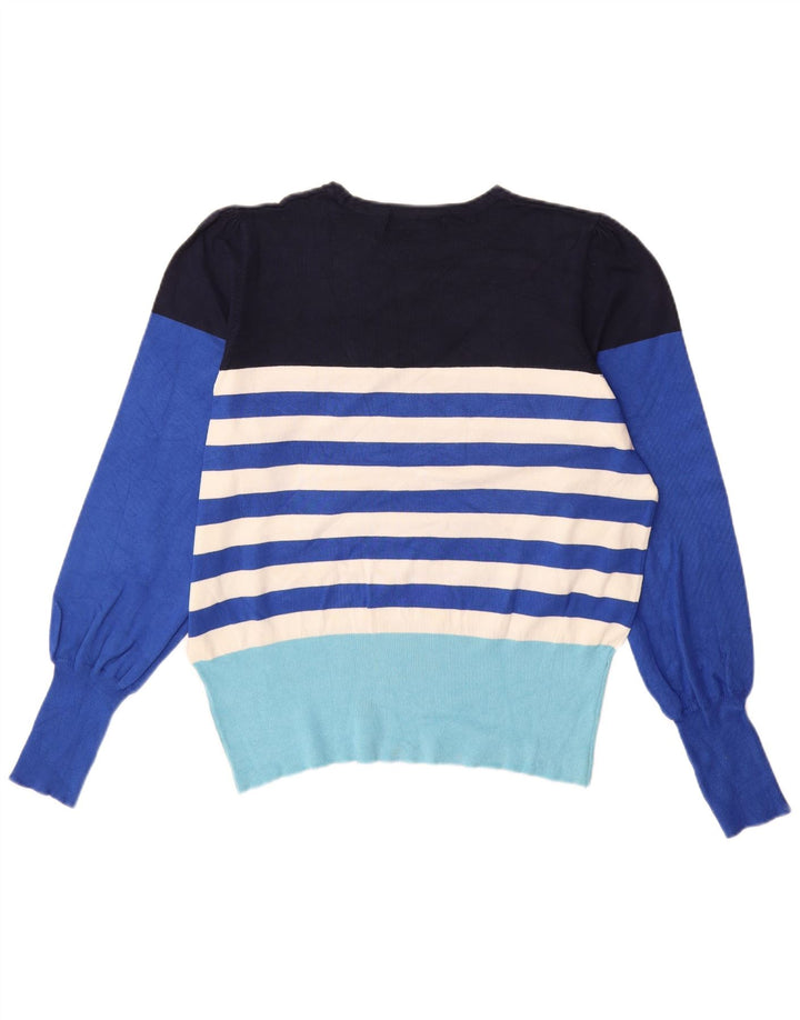 MARKS & SPENCER Womens Boat Neck Jumper Sweater UK 16 Large Blue Striped