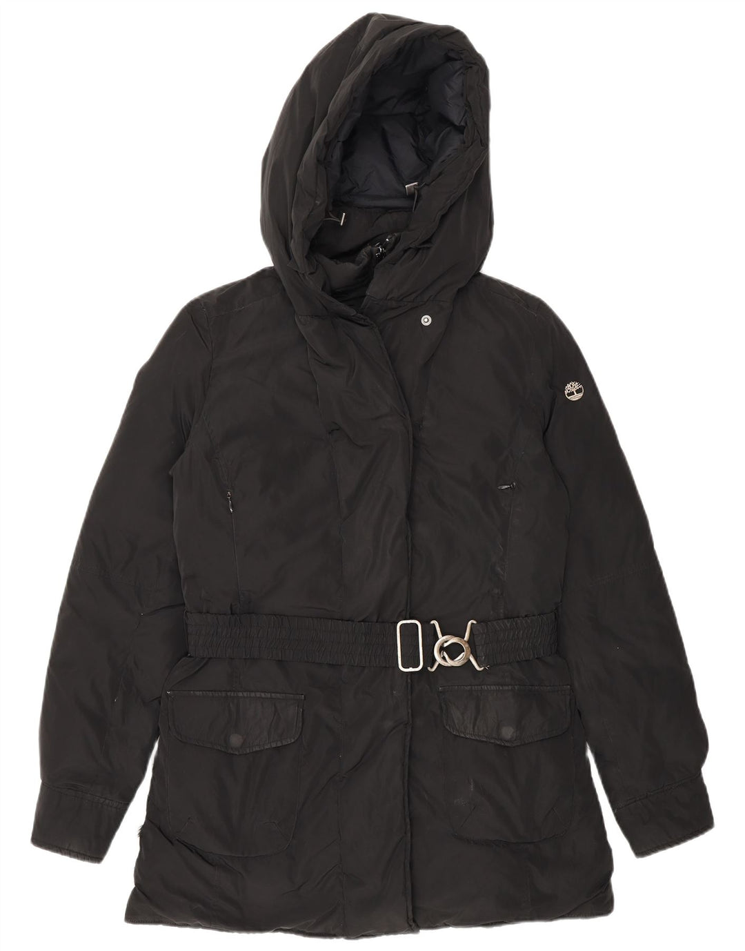 Timberland Womens Hooded Padded Coat UK 10 Small Black Polyester